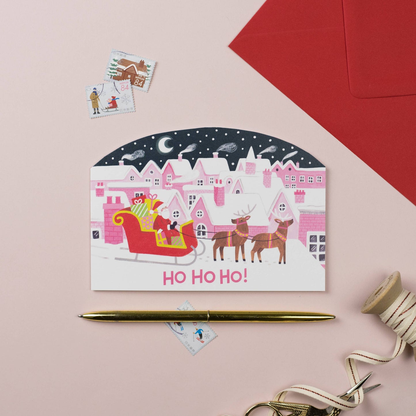 Santa Rooftops Christmas Card by Jacqui Lee & Ricicle Cards