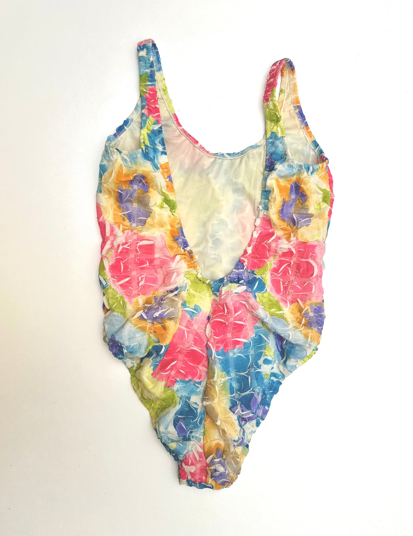 Vintage Swimsuit in Textured Rainbow Shibori