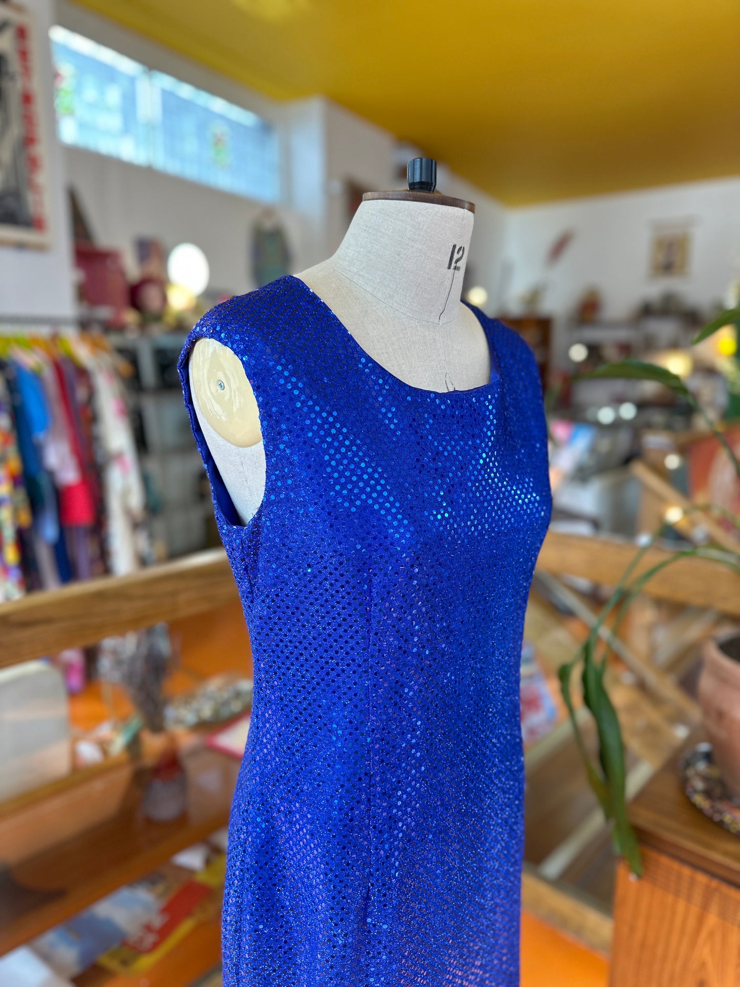 Vintage Blue Sparkle Party Mini Dress