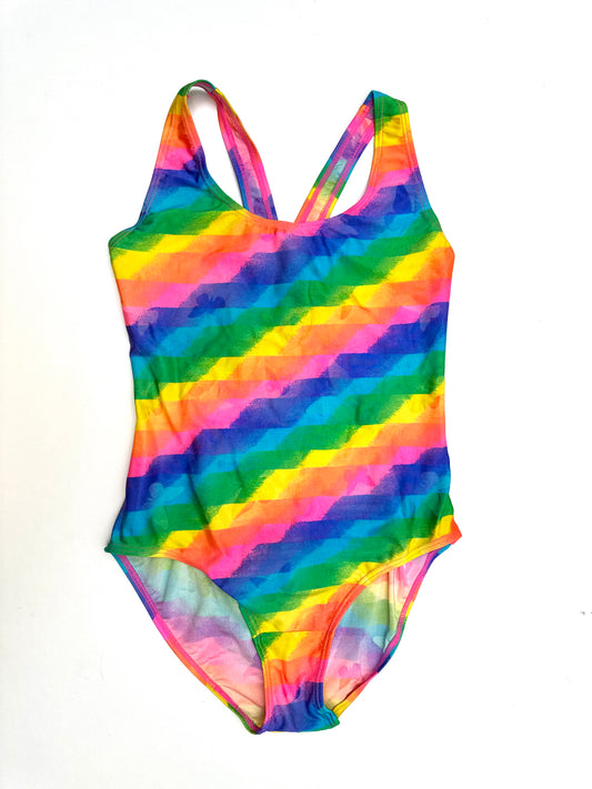 Vintage 80s/90s Swimsuit in Neon Rainbow Print