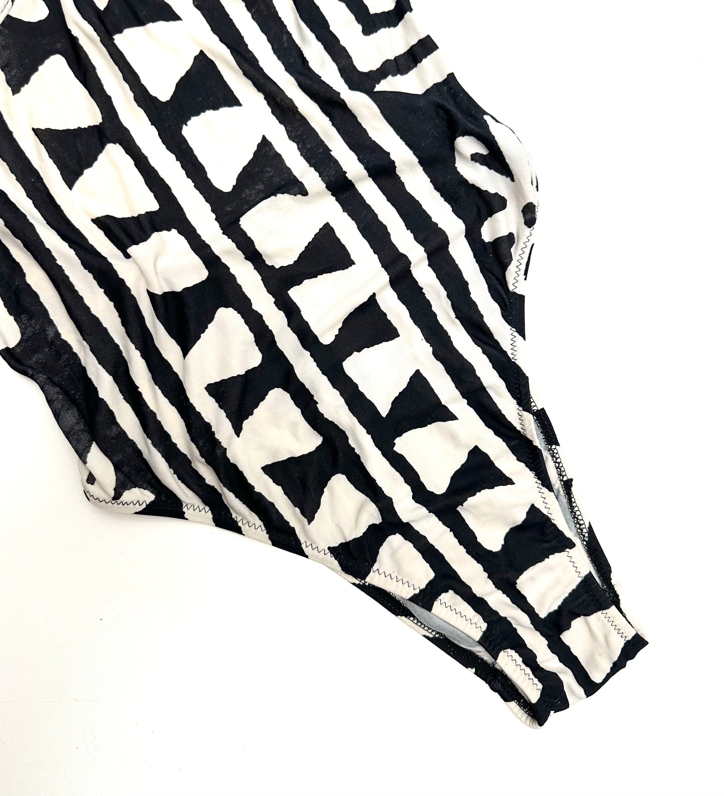 Vintage Swimsuit with Bust Cups in Black and White Print