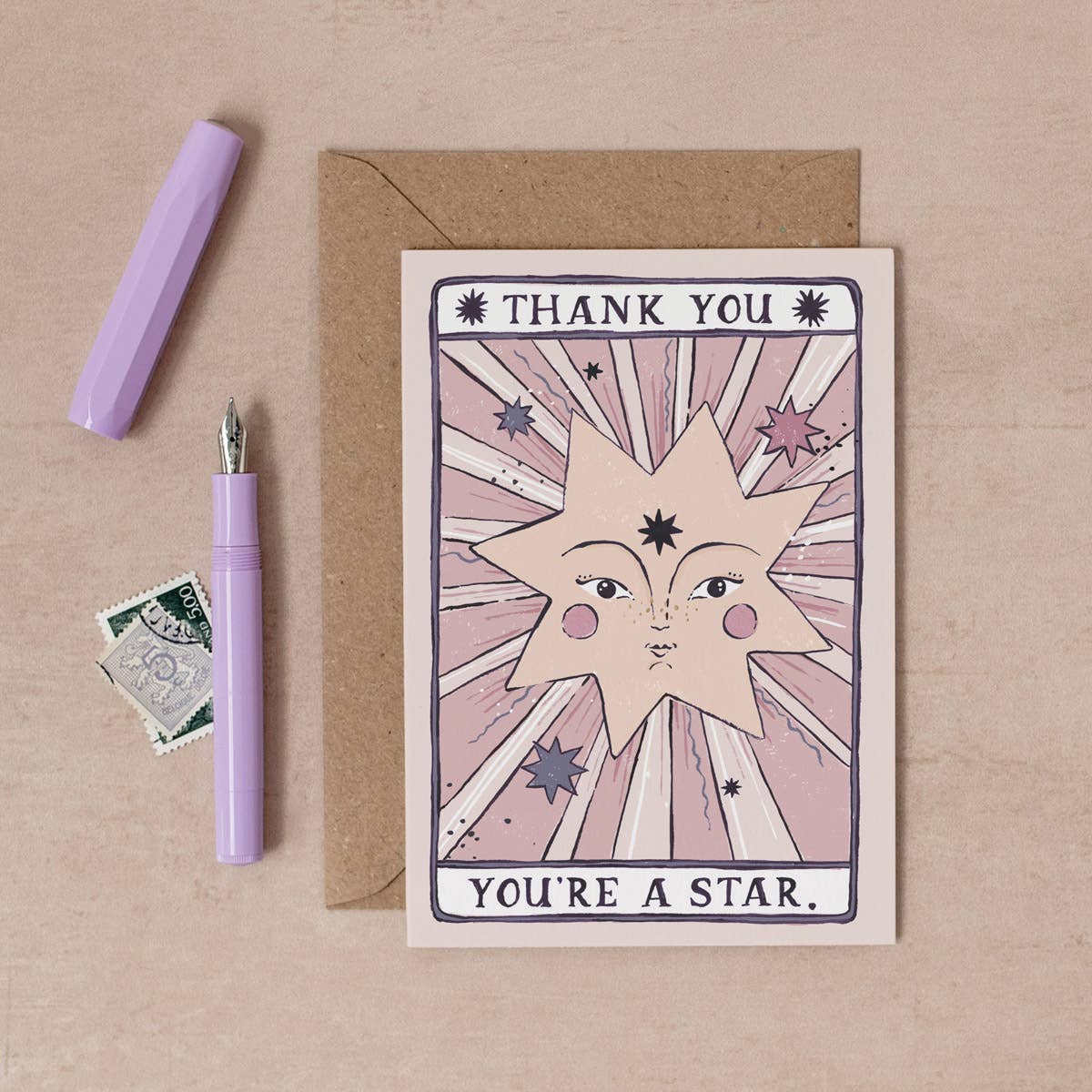 'You're a Star' Thank You Greetings Card by Sister Paper Co.