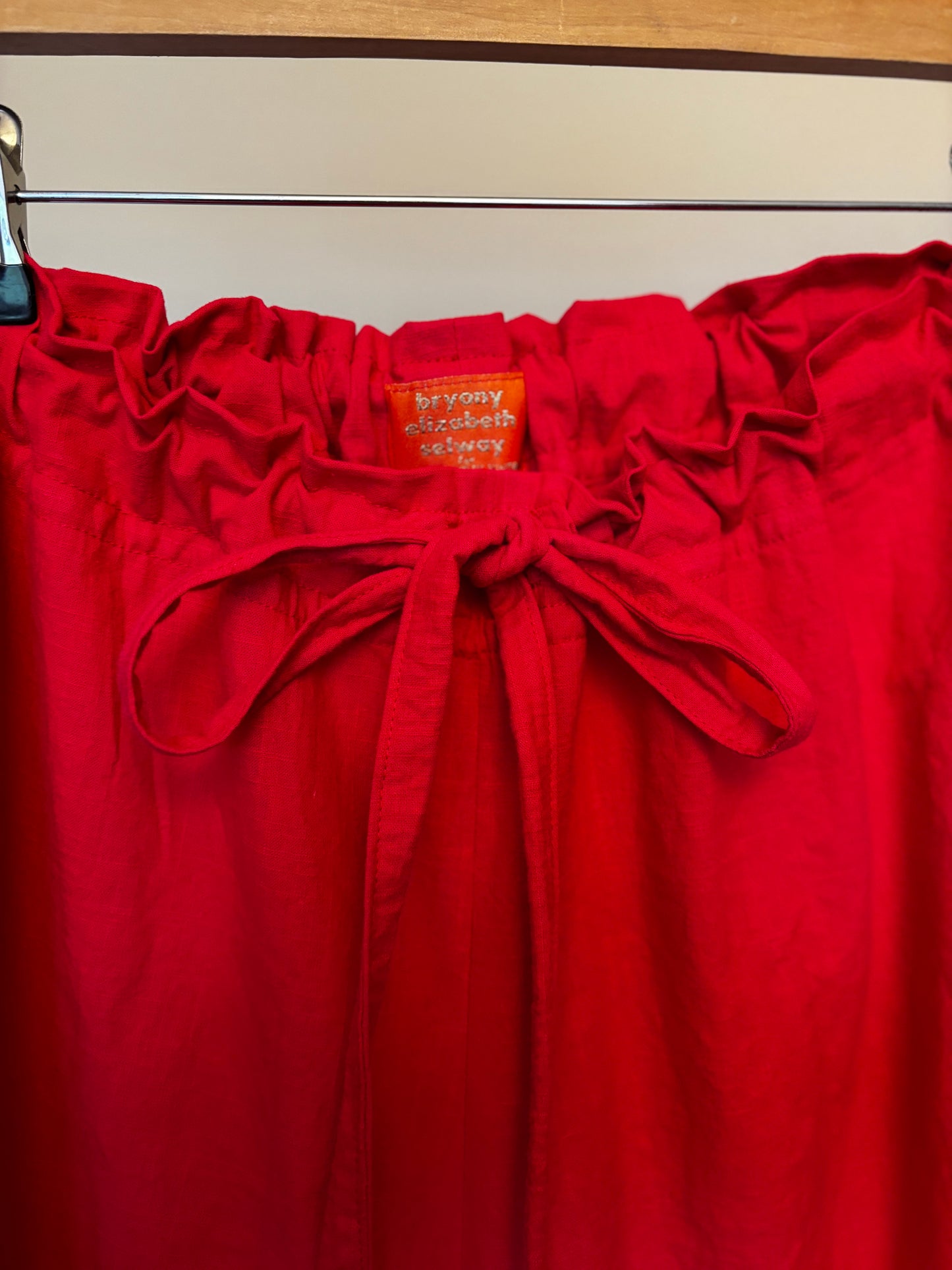 Bloomer Trousers | Red Linen with Vintage Lace | Made to order