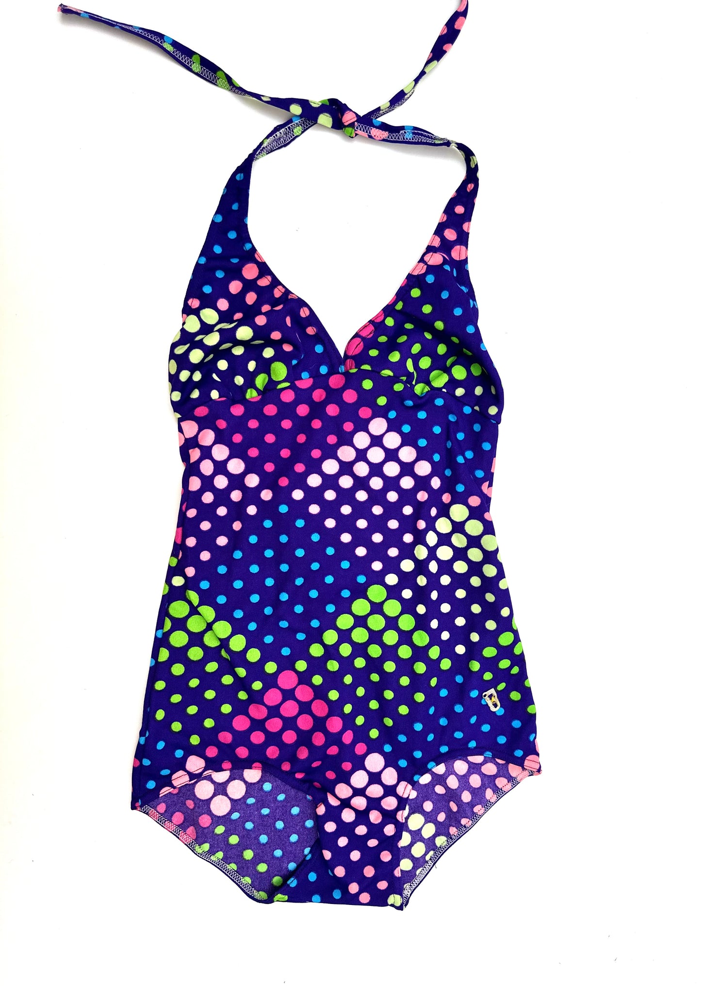 Vintage 60s Halter Swimsuit in Colourful Spot Print