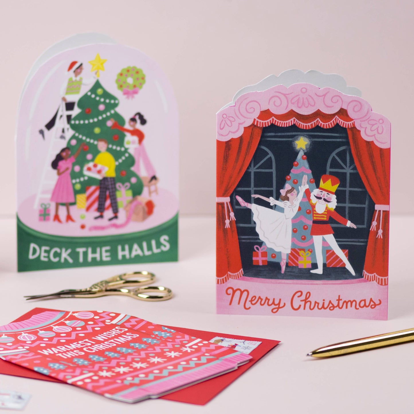 Deck The Halls Snowglobe Christmas Card by Jacqui Lee & Ricicle Cards