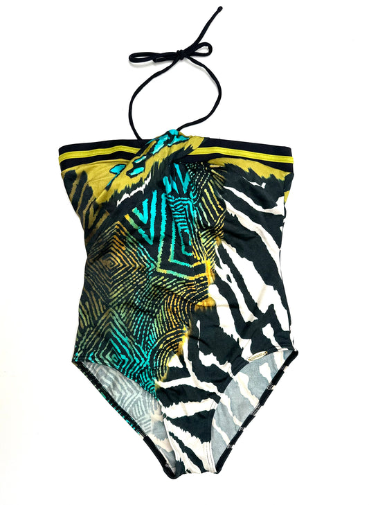 Vintage Bandeau Swimsuit in Wild Animal Print