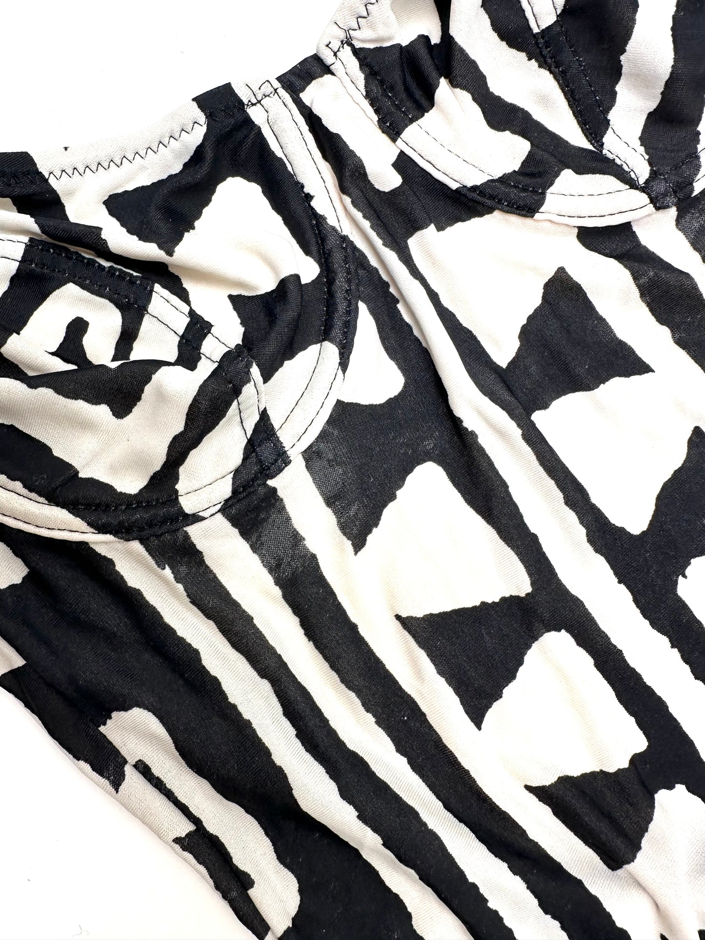 Vintage Swimsuit with Bust Cups in Black and White Print