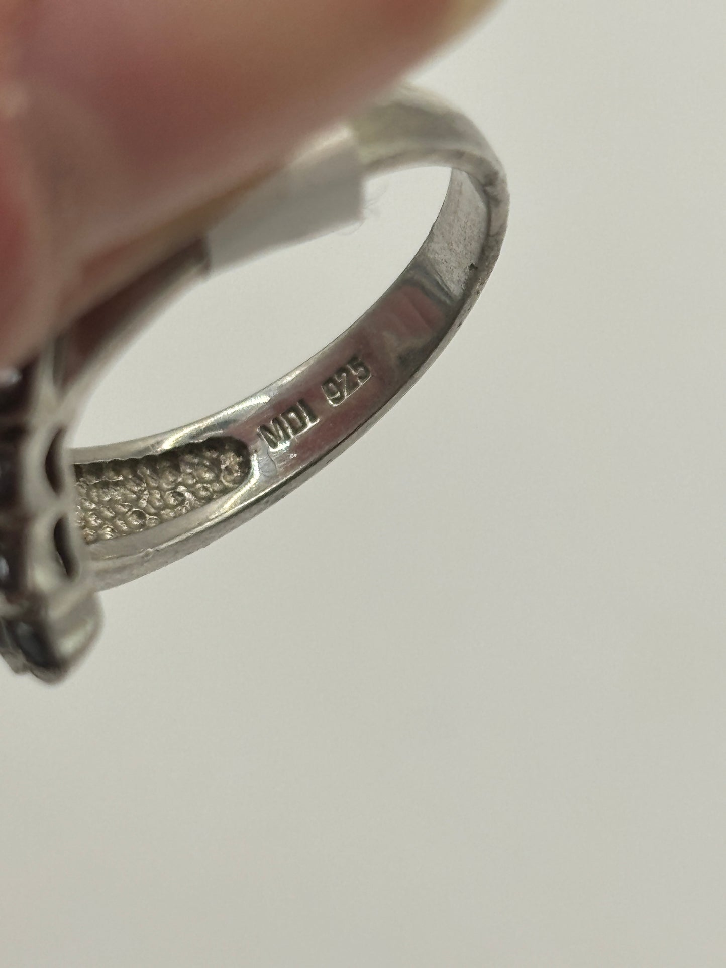 =Vintage Sterling Silver Ring, UK Size N, Peacock Cluster Cocktail Ring