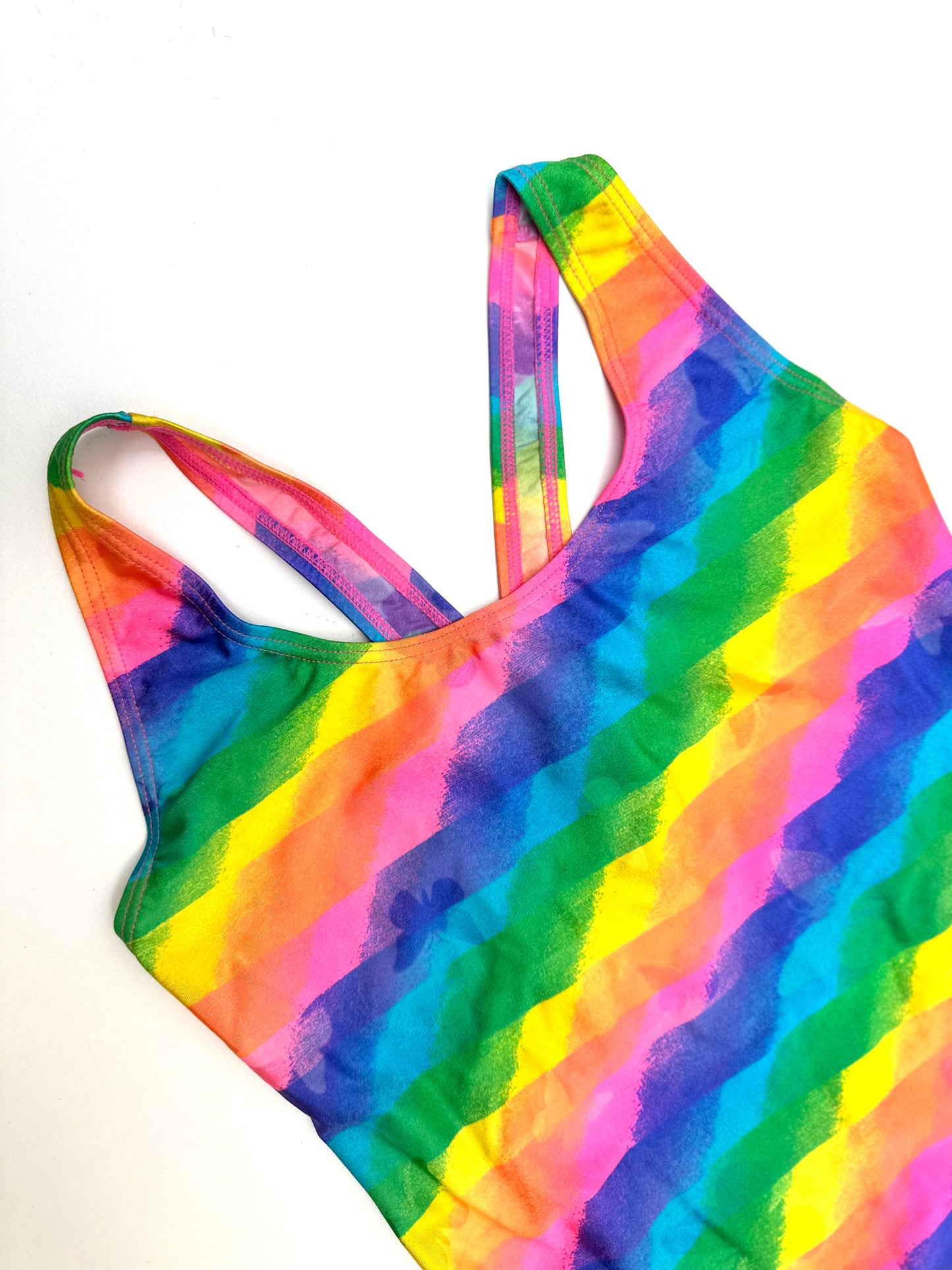 Vintage 80s/90s Swimsuit in Neon Rainbow Print
