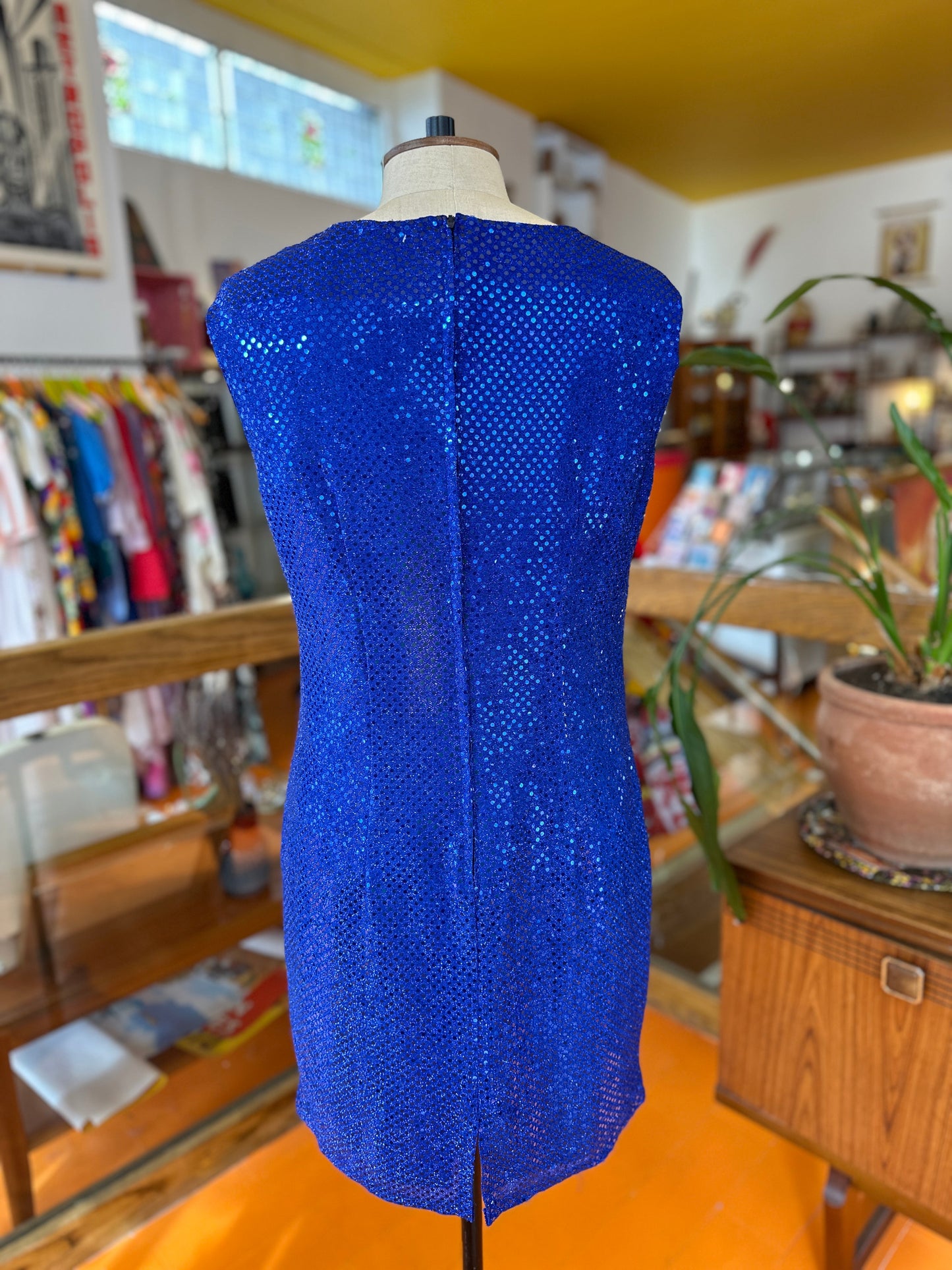Vintage Blue Sparkle Party Mini Dress