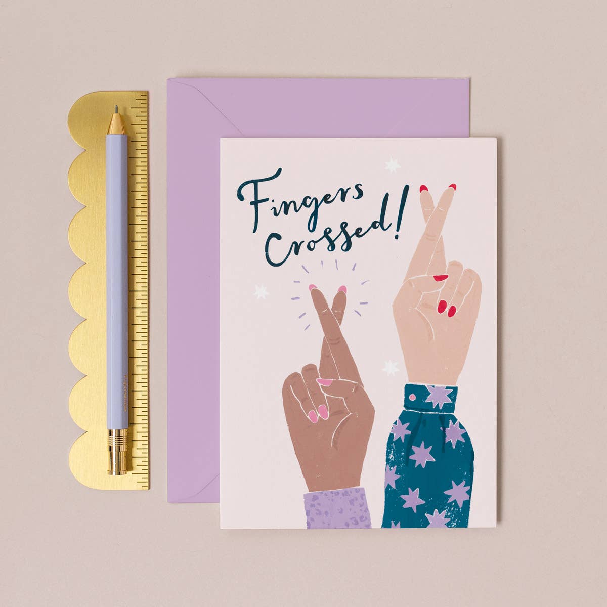 Fingers Crossed Greetings Card by Sister Paper Co.