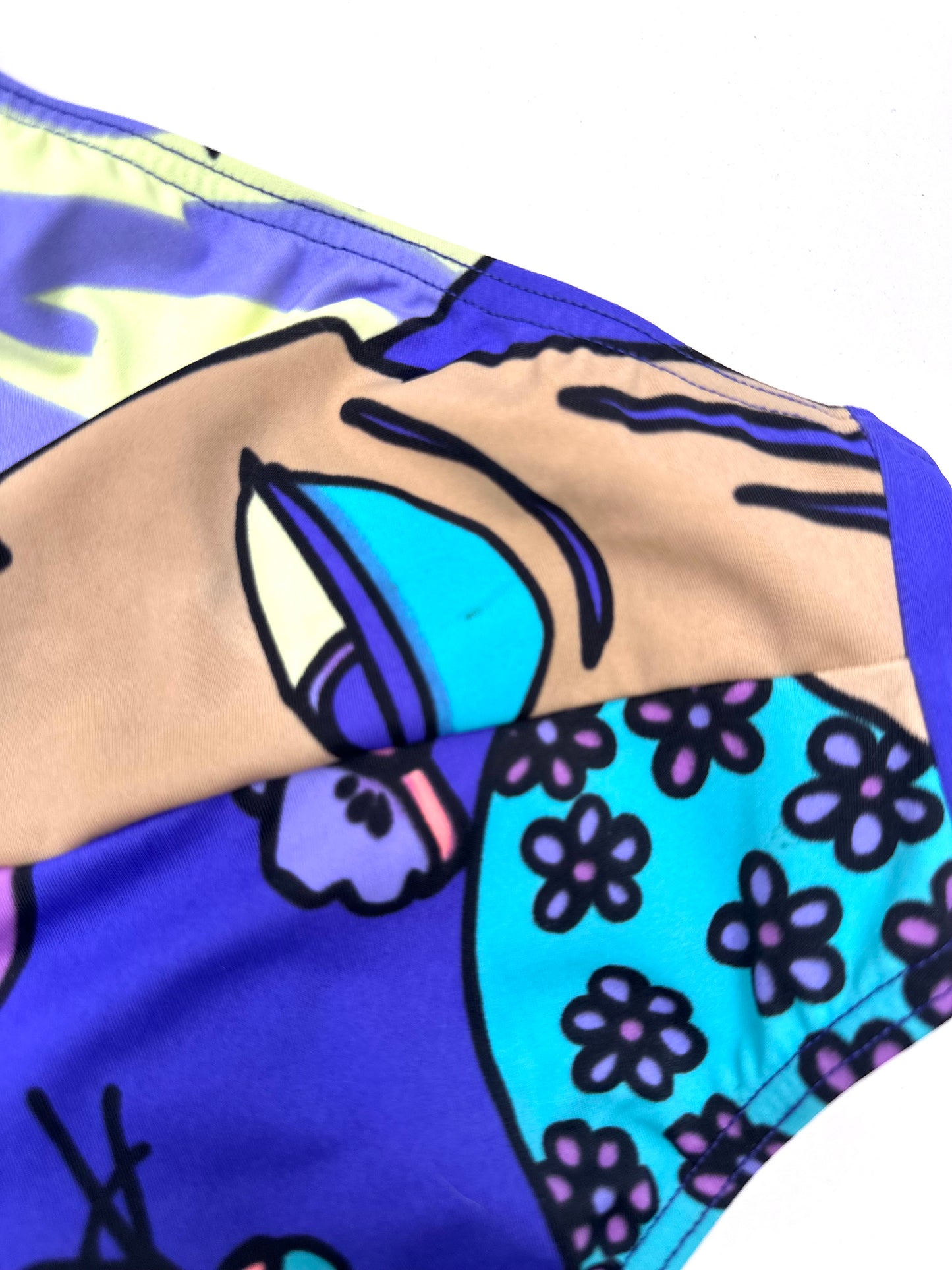 Vintage Swimsuit in Blue Face Print
