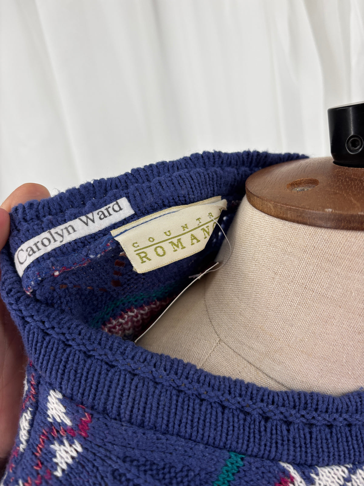 Vintage 90s Patterned Knit Jumper in Blue Purple