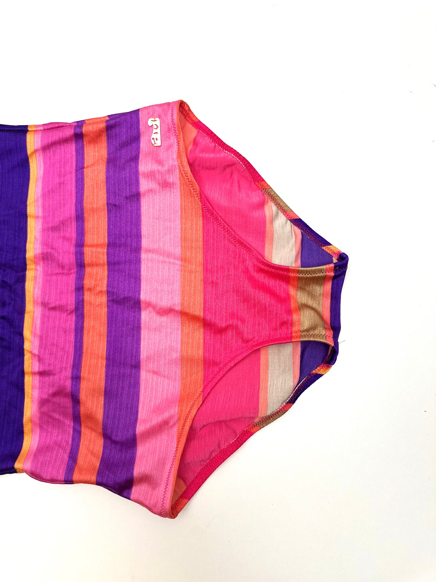Vintage V-Neck Swimsuit in Pink Stripe