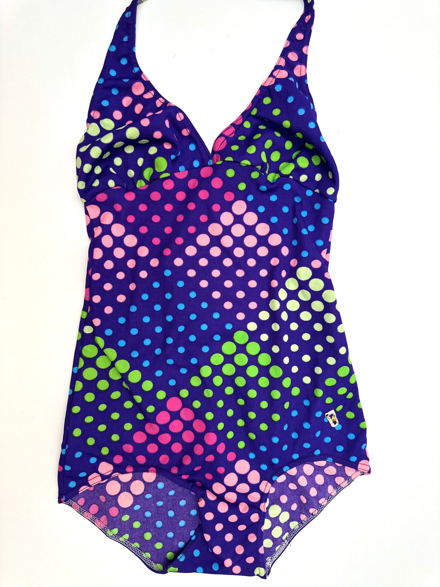 Vintage 60s Halter Swimsuit in Colourful Spot Print
