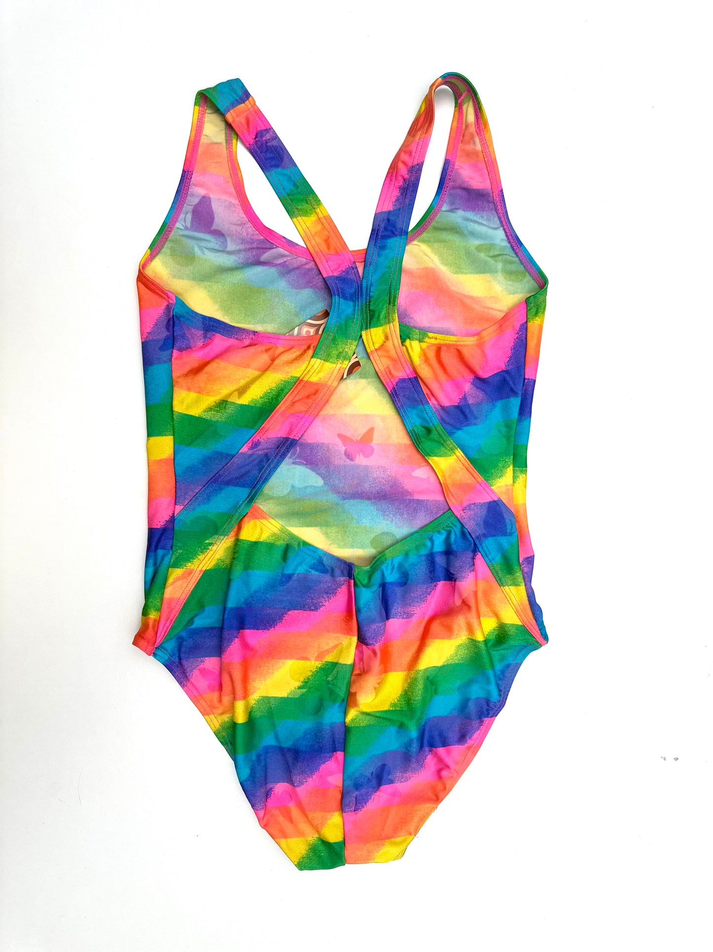 Vintage 80s/90s Swimsuit in Neon Rainbow Print