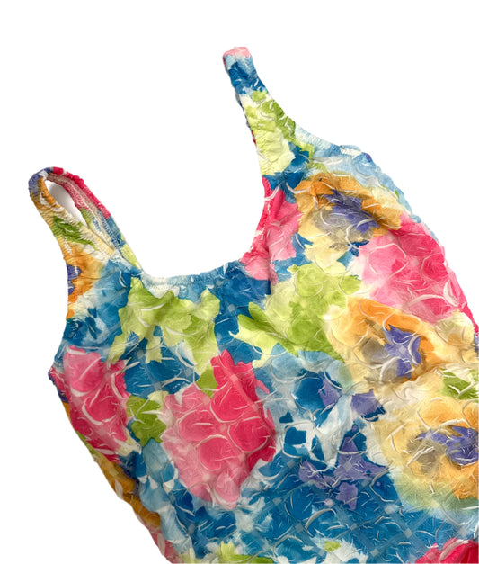 Vintage Swimsuit in Textured Rainbow Shibori