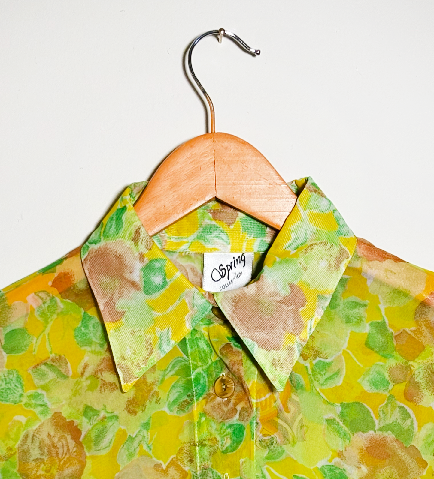 Vintage Sheer Floral Shirt in Yellow & Green