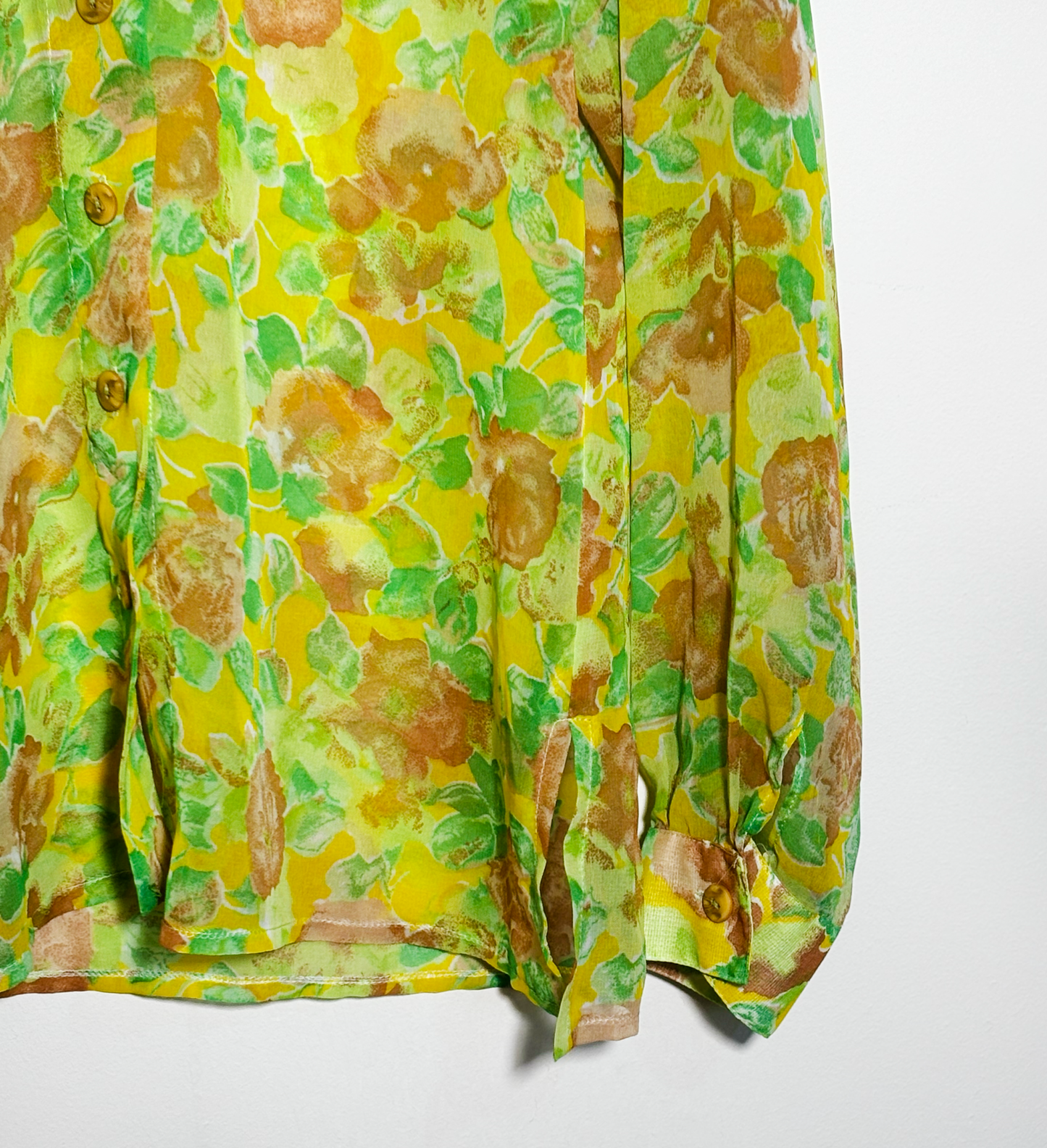 Vintage Sheer Floral Shirt in Yellow & Green