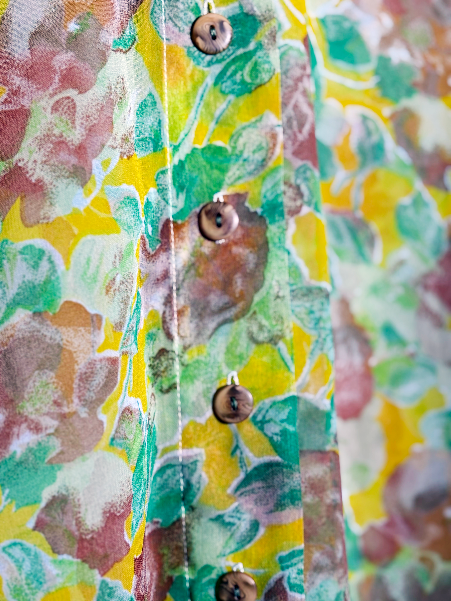 Vintage Sheer Floral Shirt in Yellow & Green