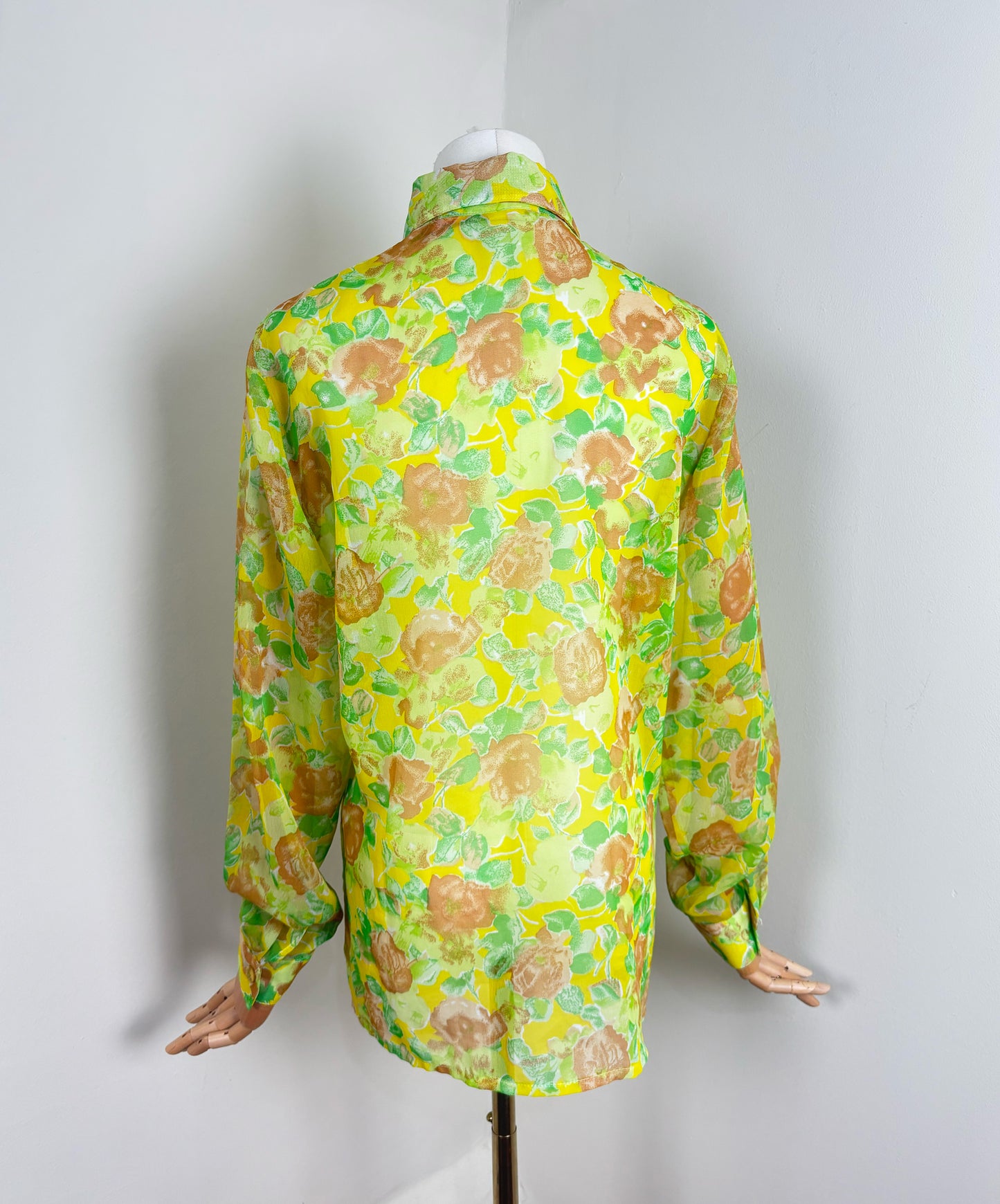 Vintage Sheer Floral Shirt in Yellow & Green
