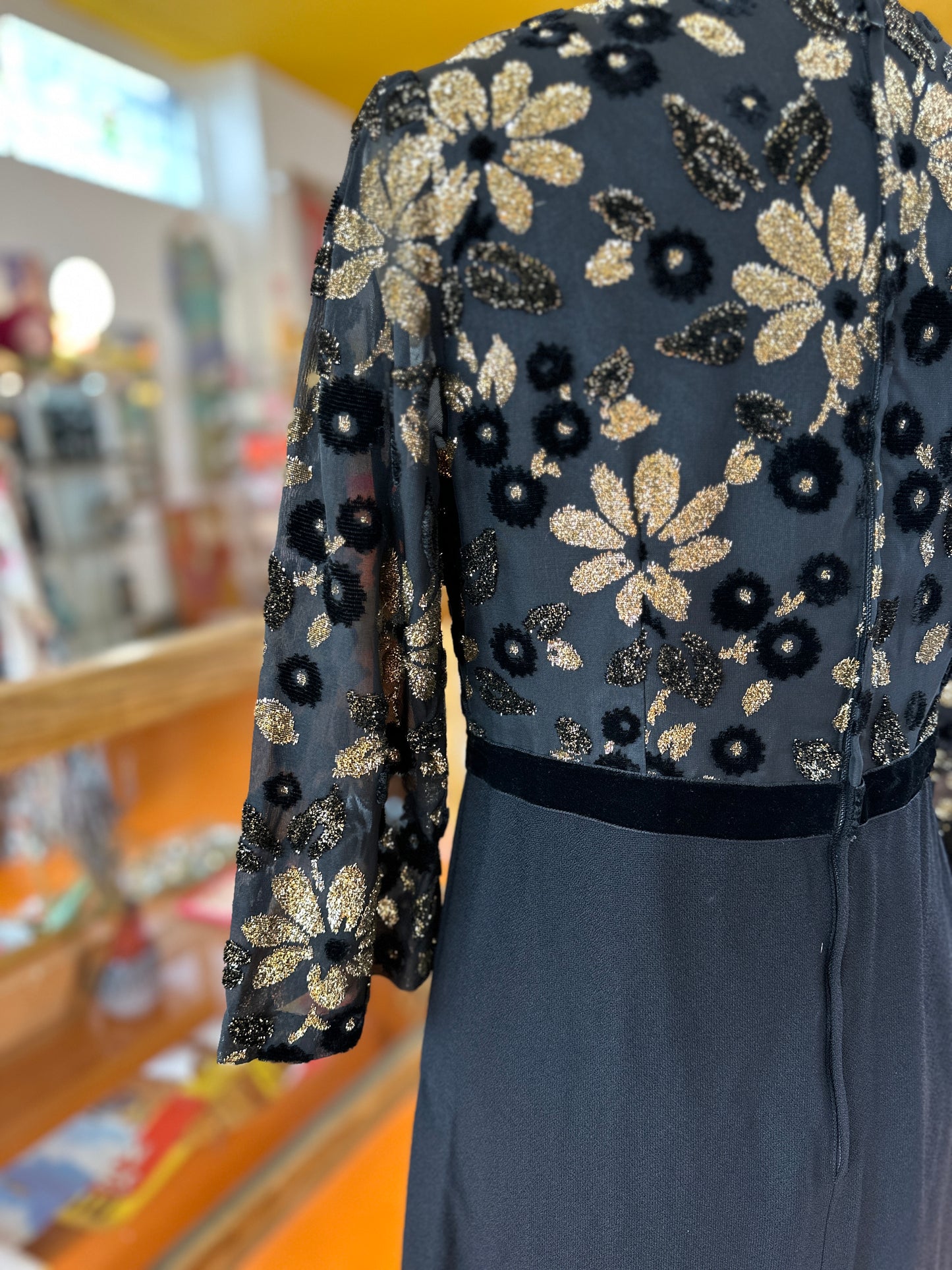 Vintage Black and Gold Party Dress
