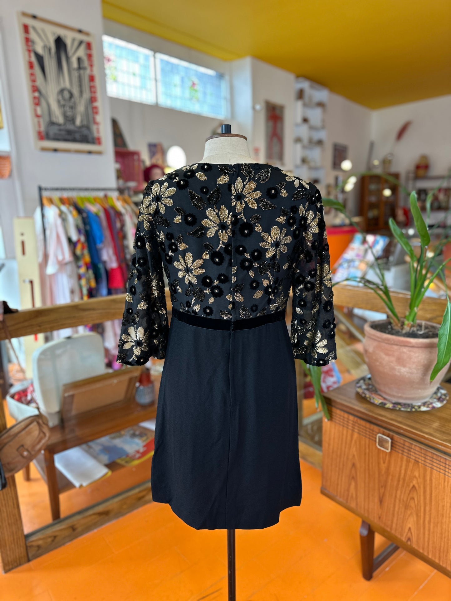 Vintage Black and Gold Party Dress