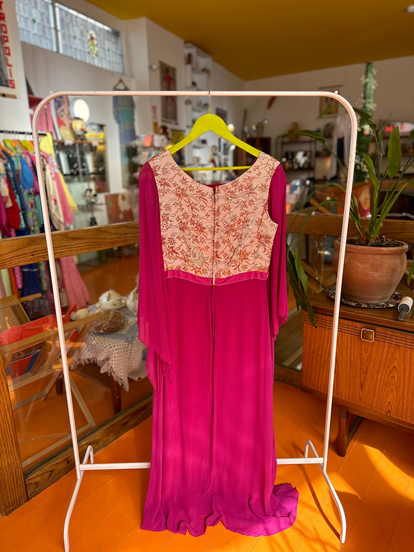 70s Pink and Gold Dress by English Lady