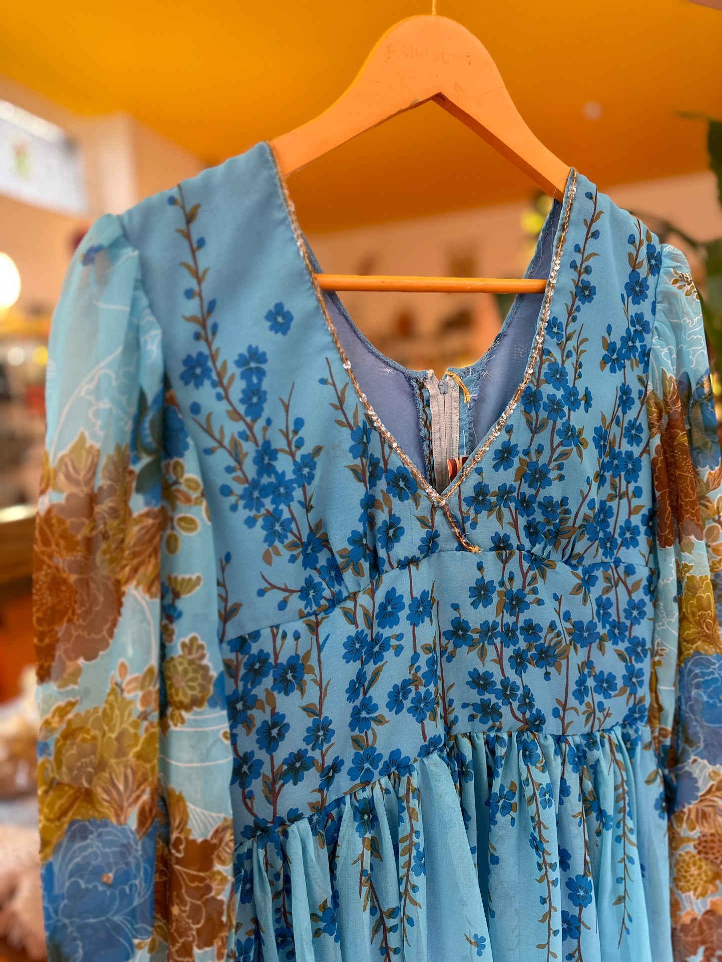 Vintage Blue Floral Dress