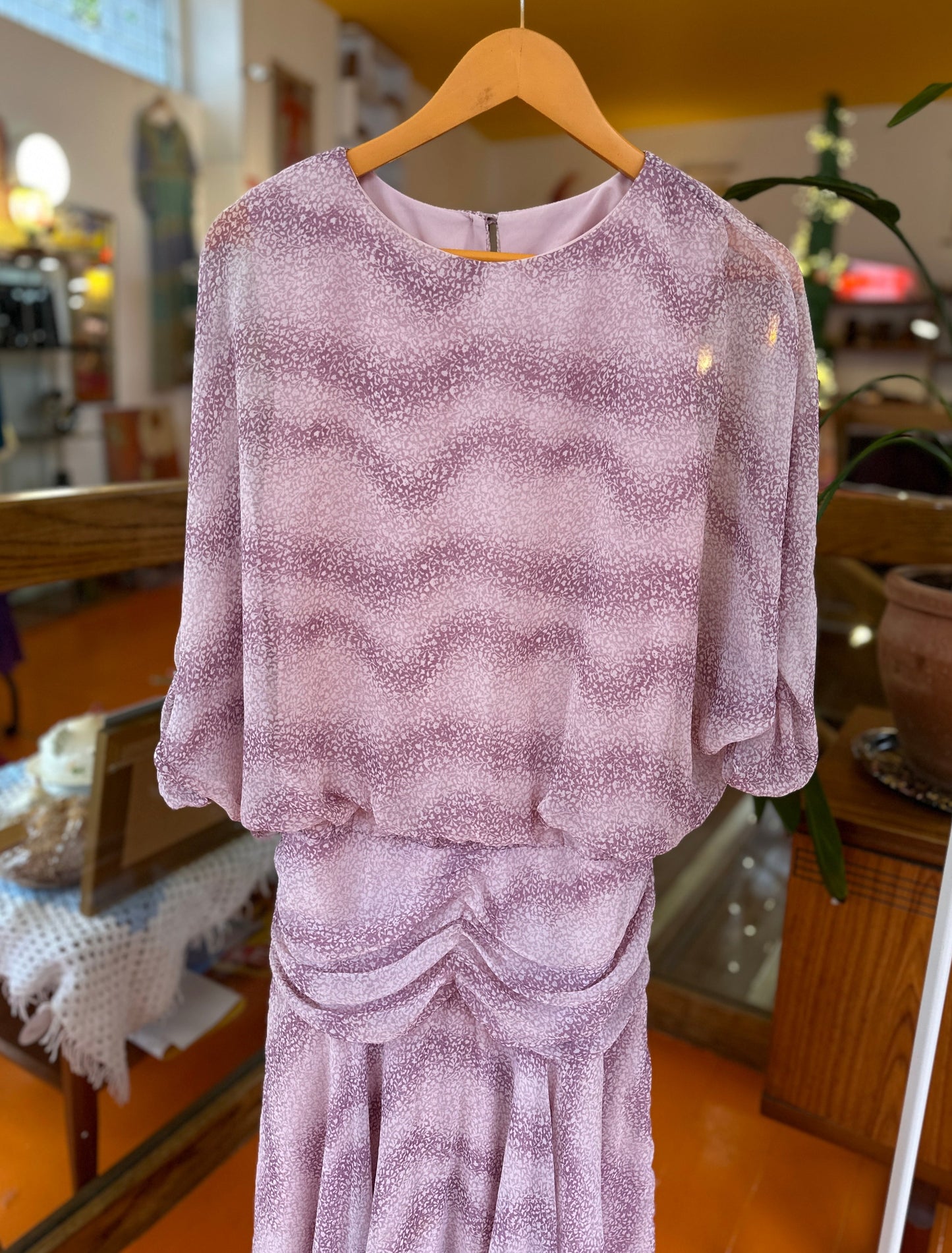 70s Berkertex Ruched Dress in Purple