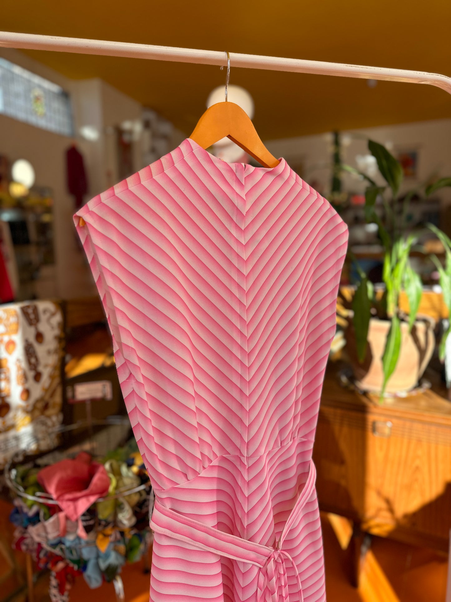 70s Pink Stripe Dress with Belt