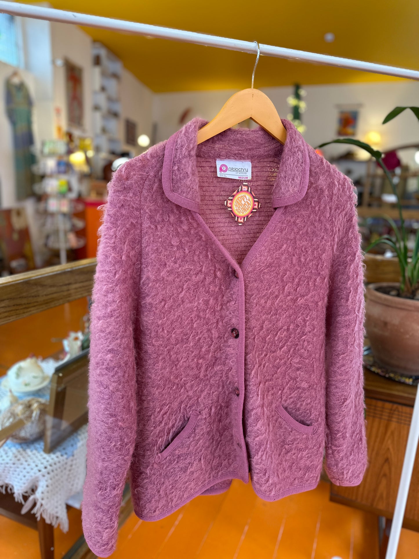 Vintage Pink Fluffy Knit Cardigan Scotland