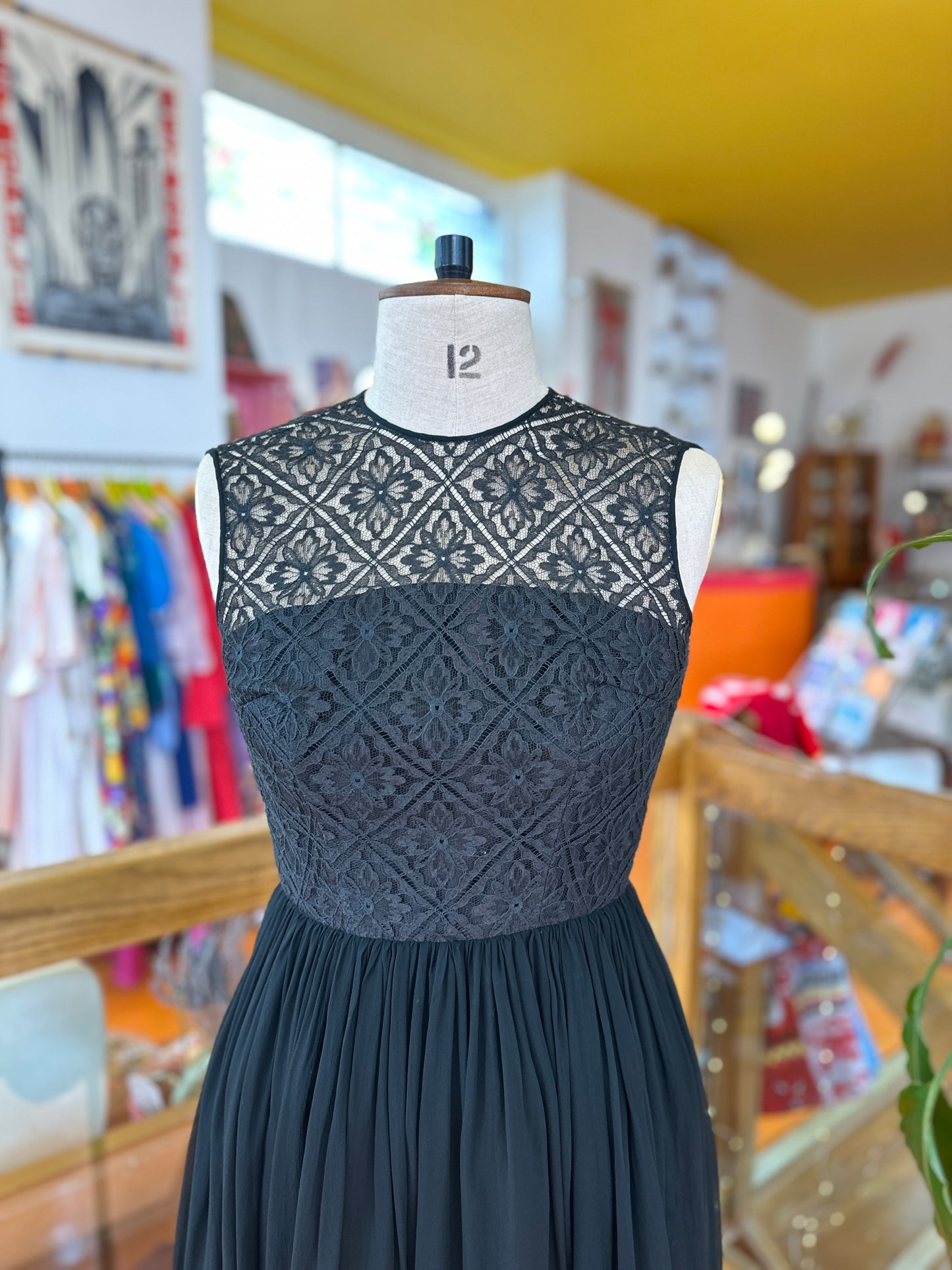 Vintage Black Lace Party Dress
