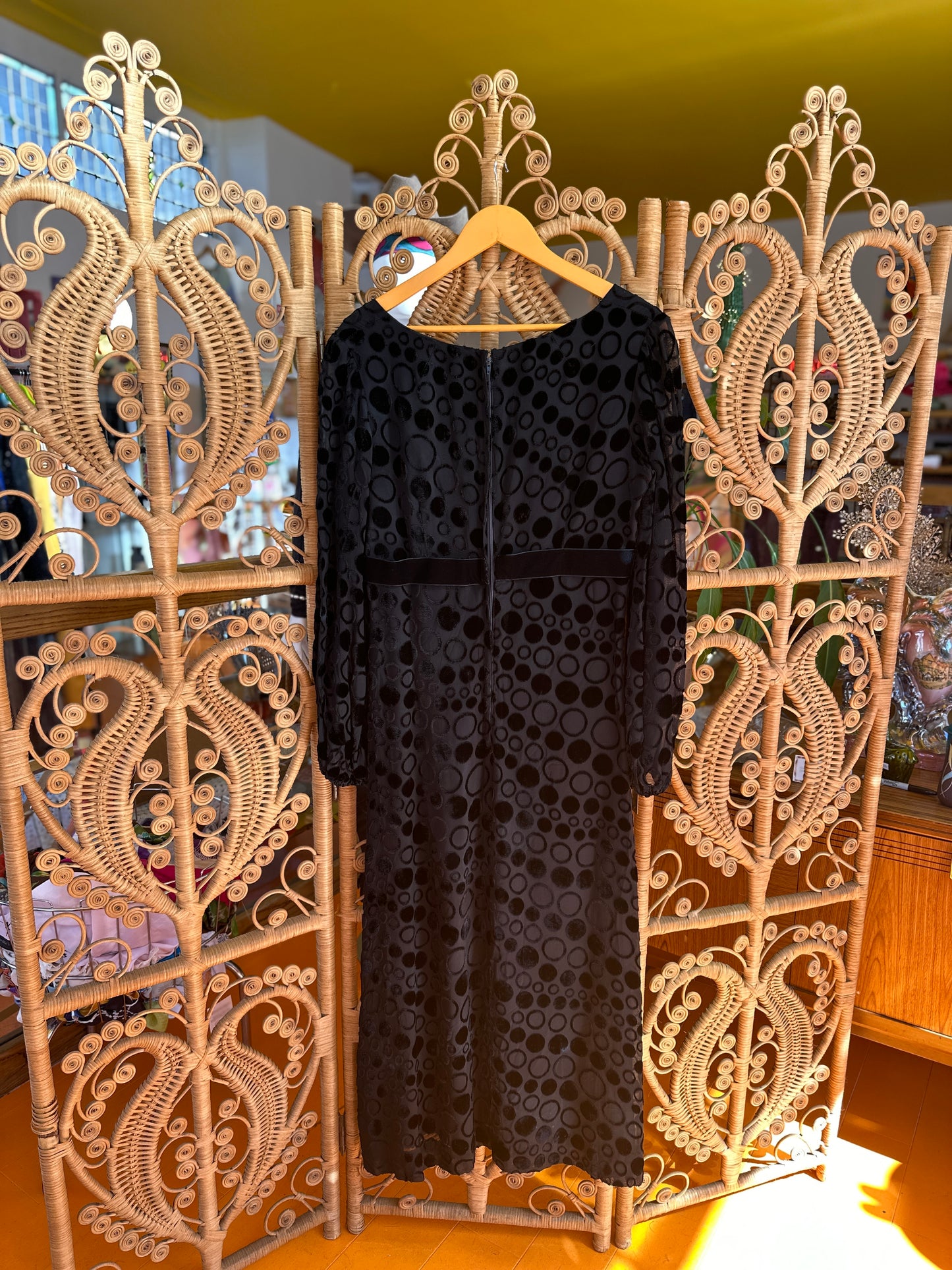 60s Black Velvet Maxi Dress by Eastex