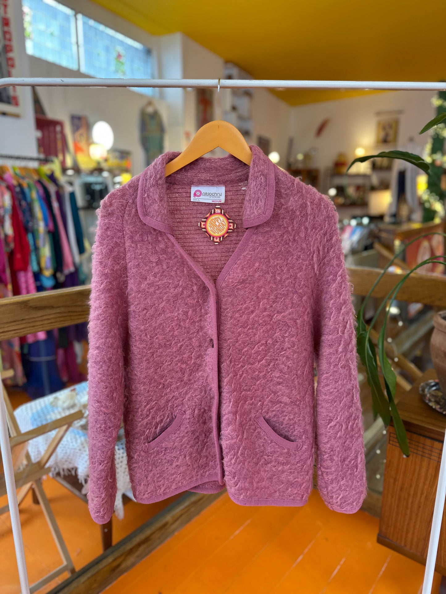 Vintage Pink Fluffy Knit Cardigan Scotland