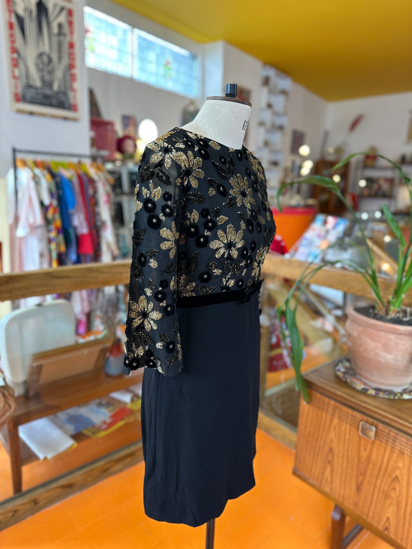Vintage Black and Gold Party Dress