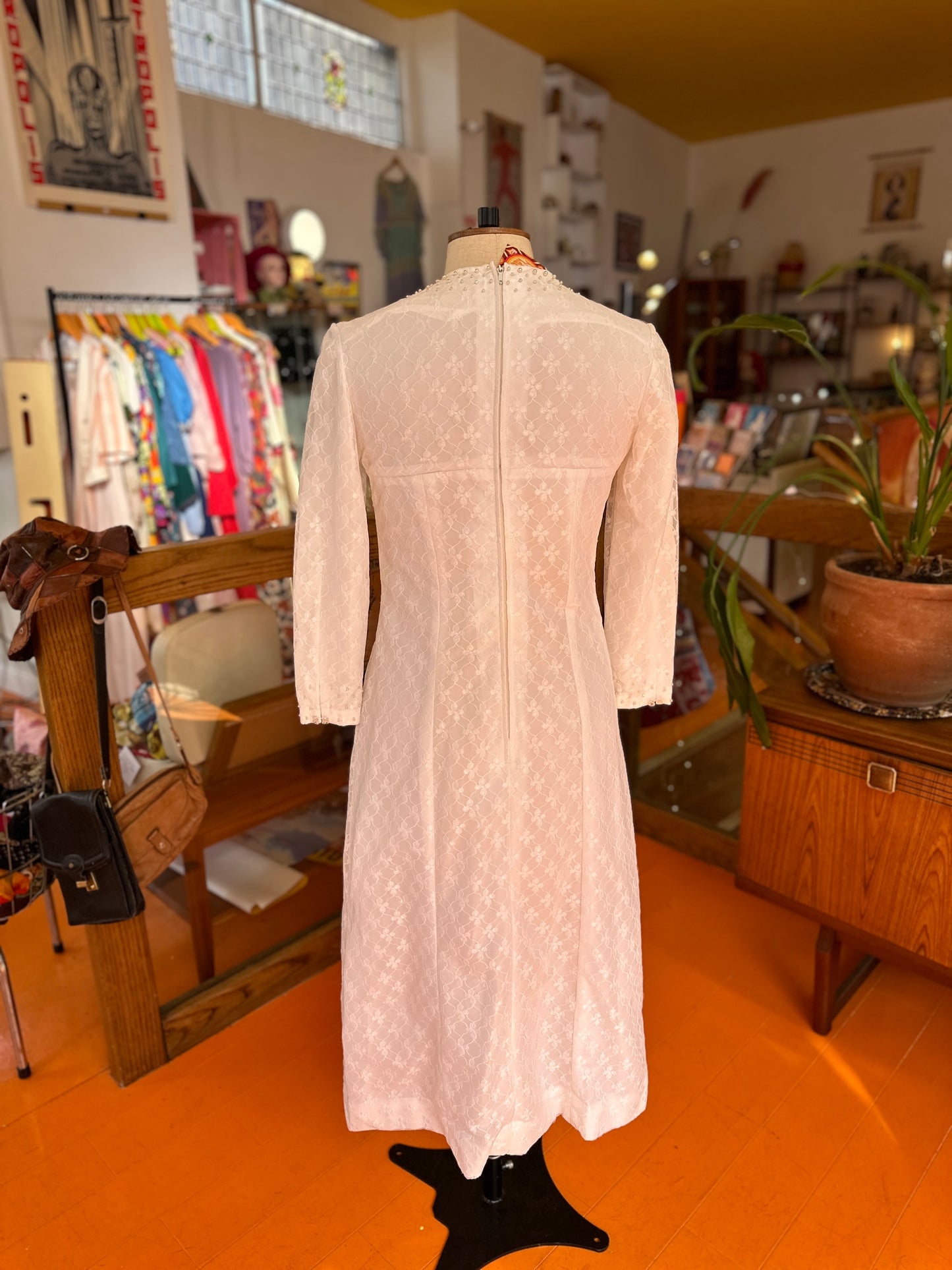 70s Lace White Dress
