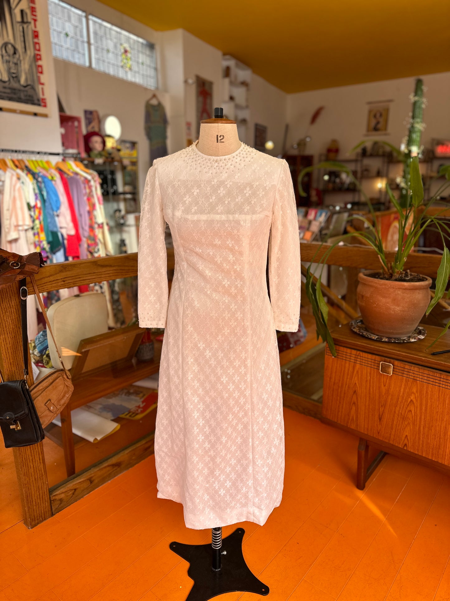 70s Lace White Dress