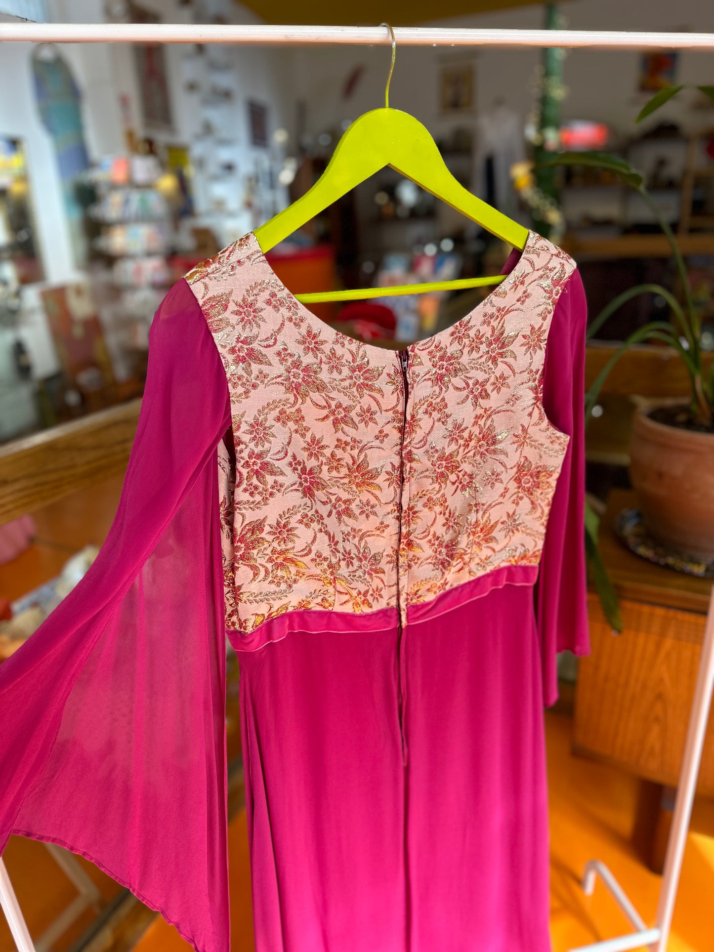 70s Pink and Gold Dress by English Lady