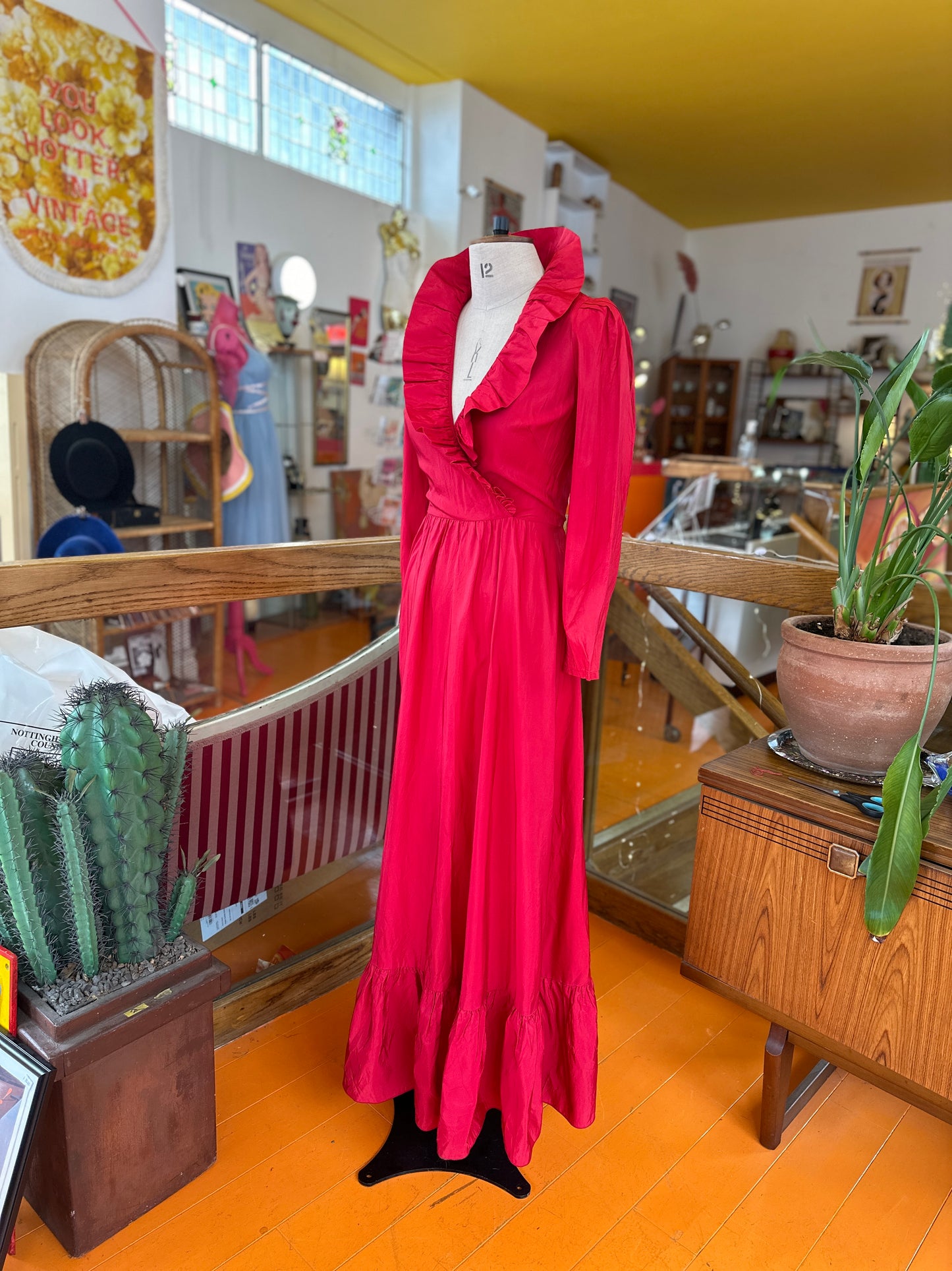 80’s Red Prairie Dress by E+M Augustat