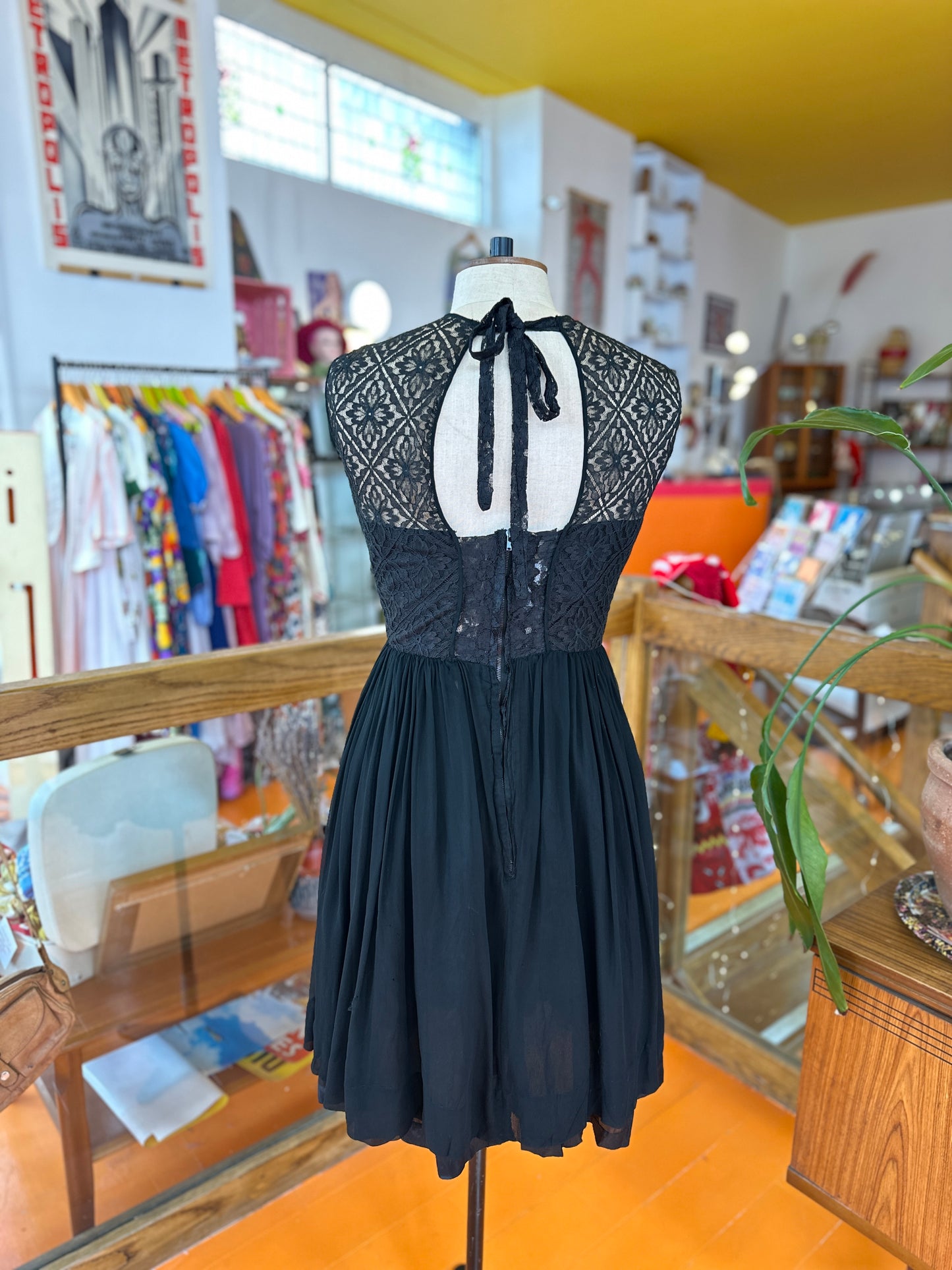 Vintage Black Lace Party Dress