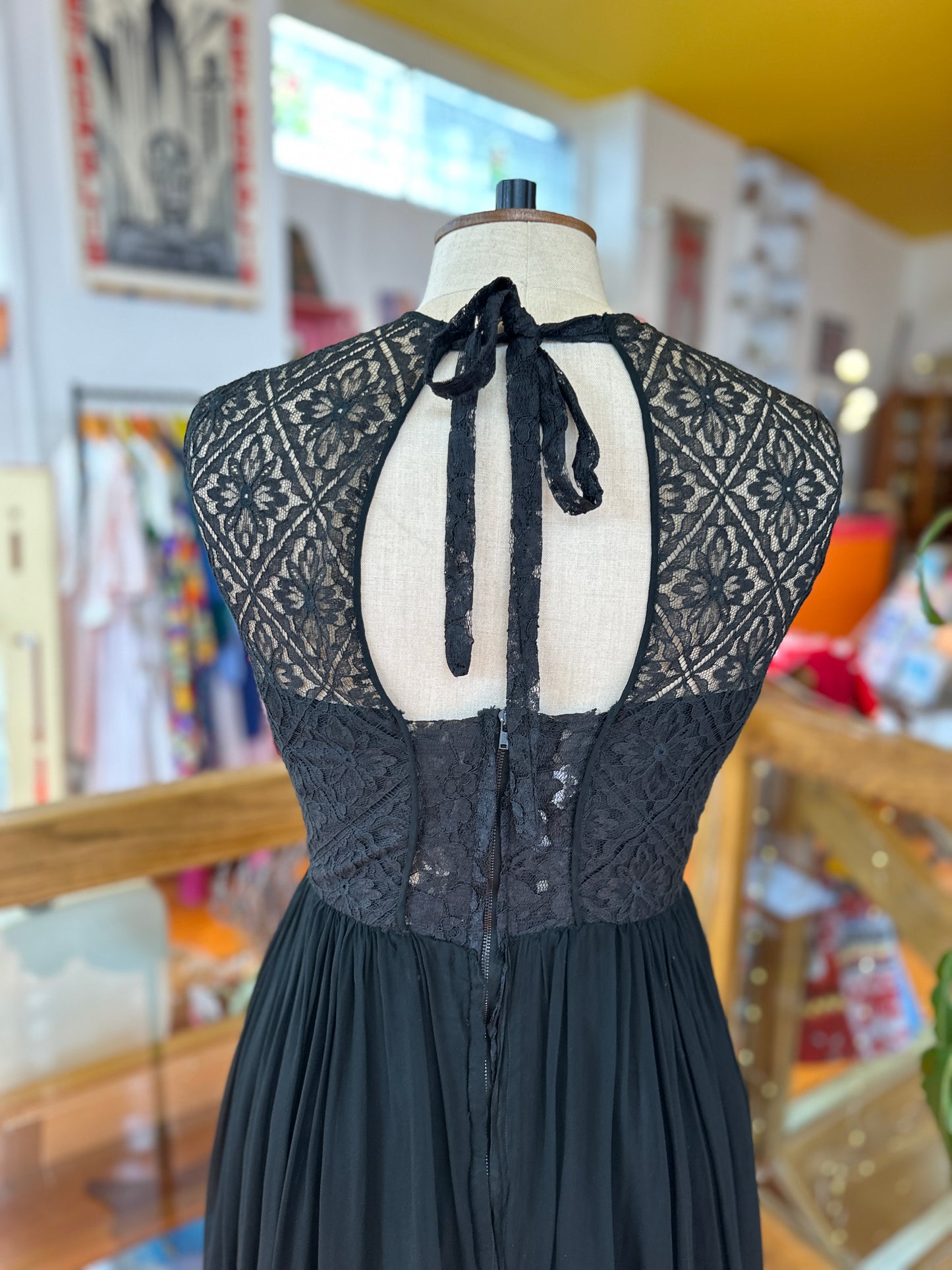 Vintage Black Lace Party Dress
