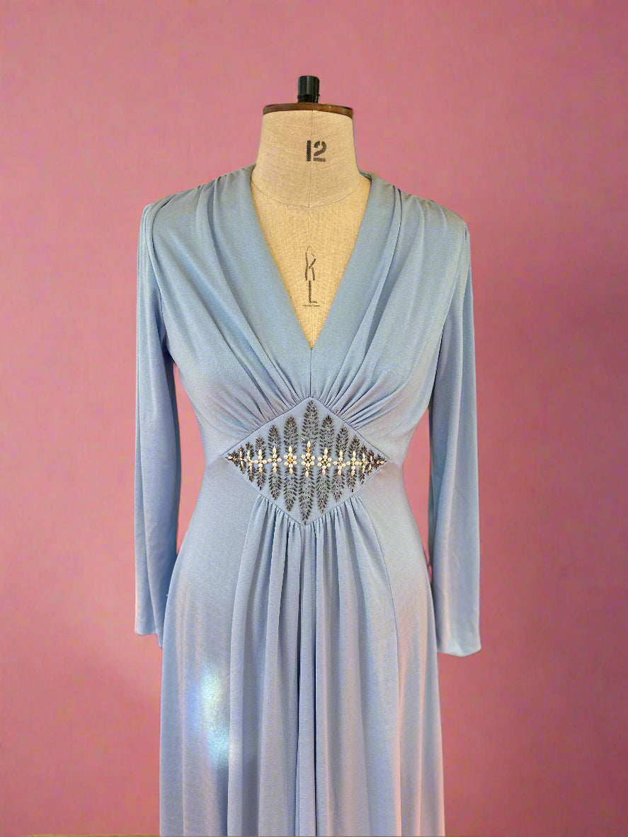 1960s Pale Blue Carnegie Dress with Embellishment