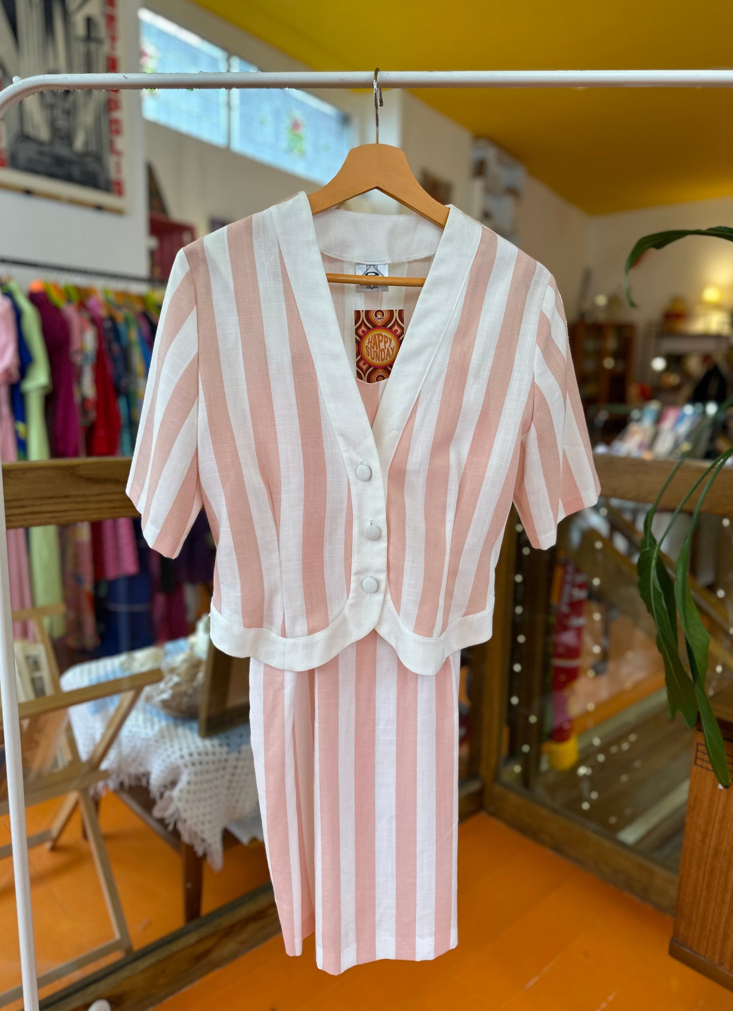 1980s does 50s Candy Stripe Dress and Jacket set