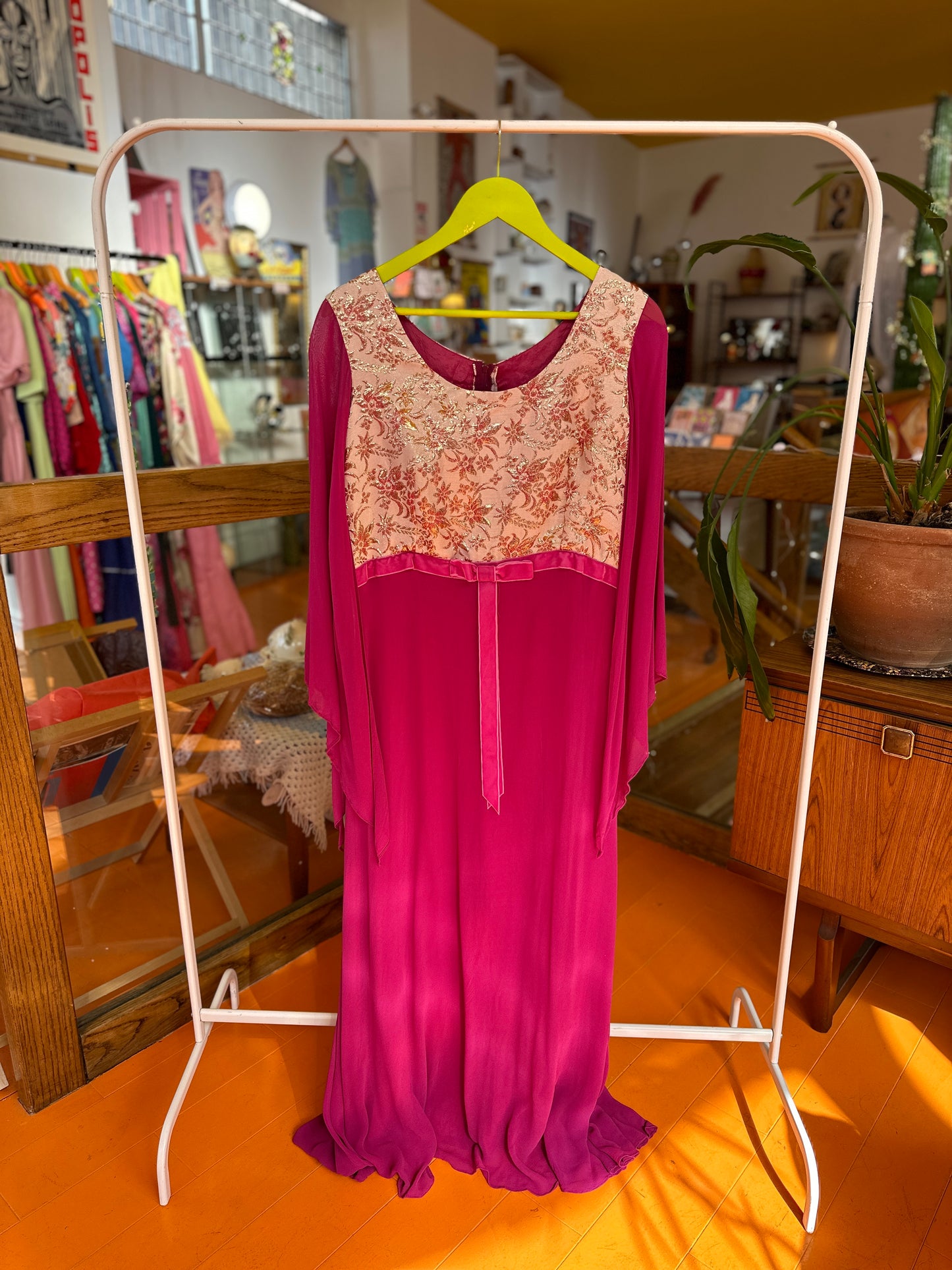 70s Pink and Gold Dress by English Lady
