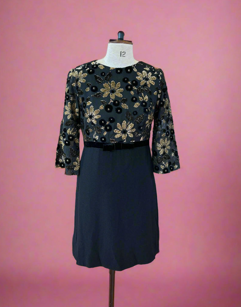 Vintage Black and Gold Party Dress