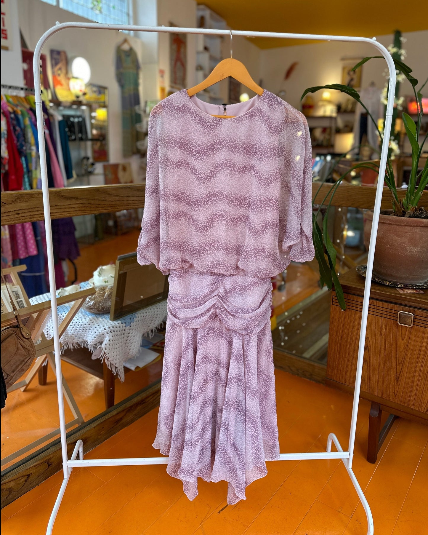 70s Berkertex Ruched Dress in Purple