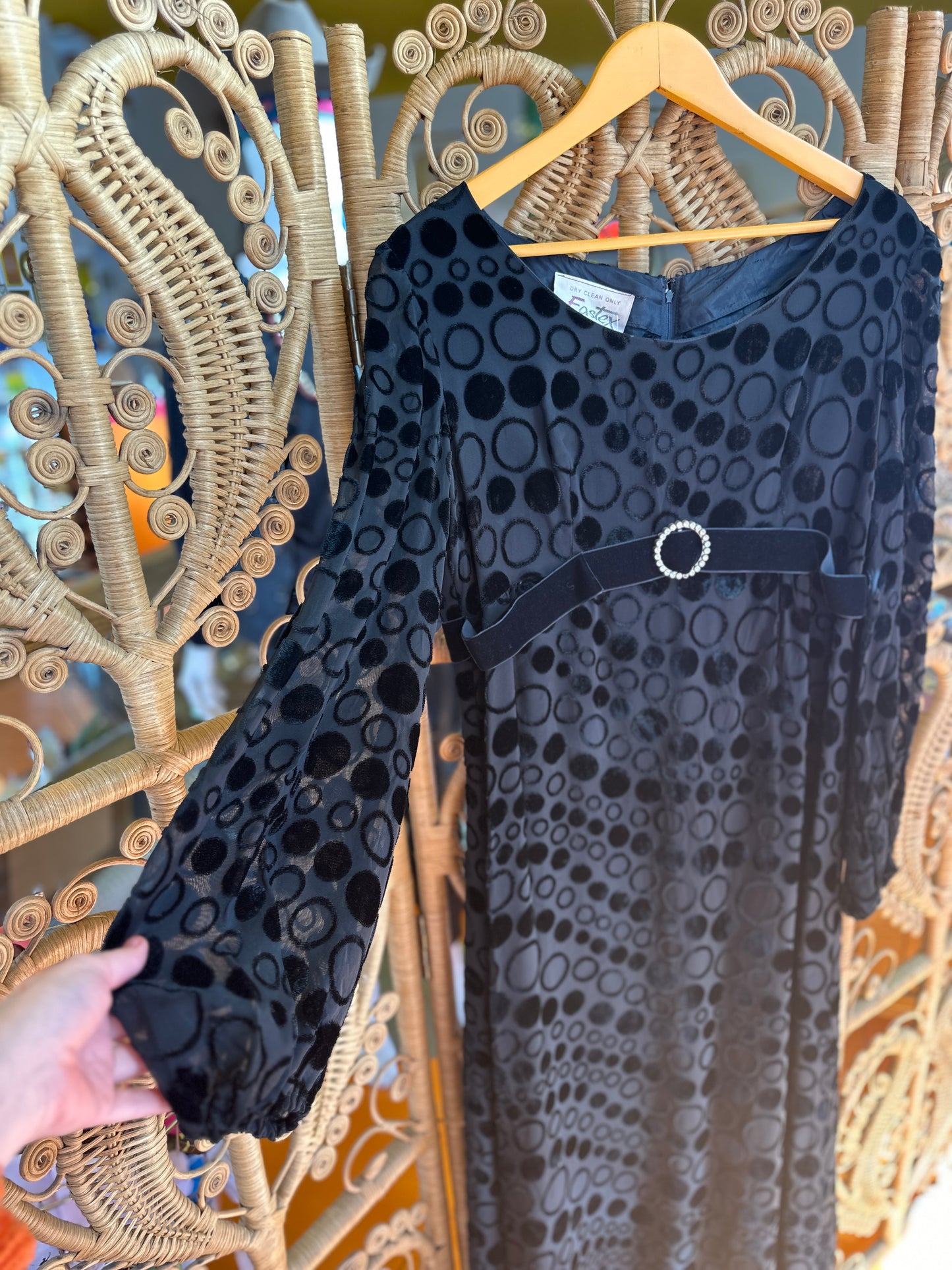 60s Black Velvet Maxi Dress by Eastex