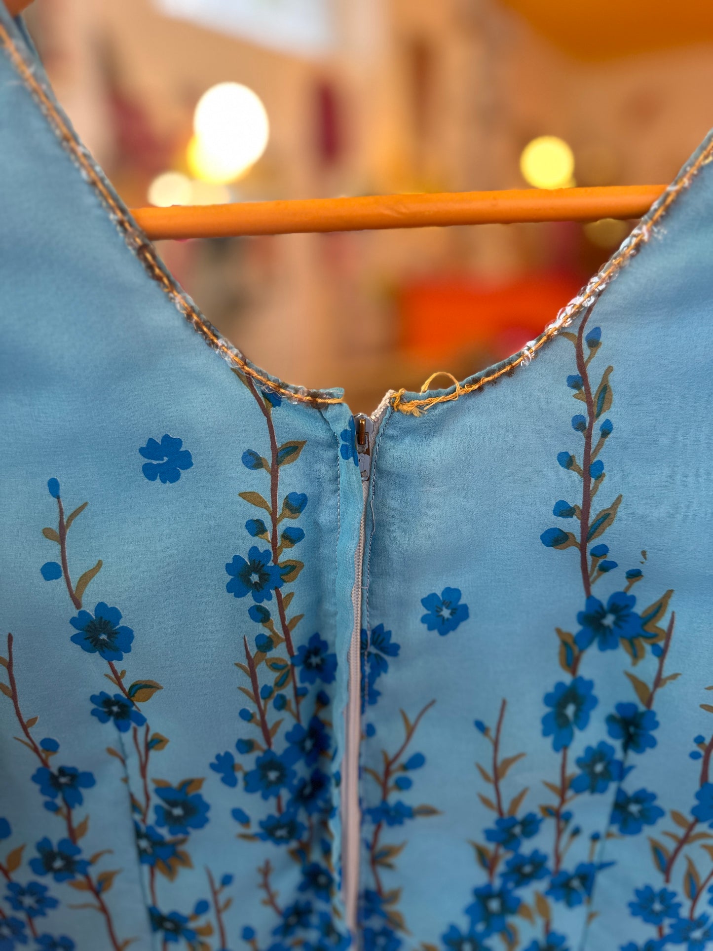 Vintage Blue Floral Dress