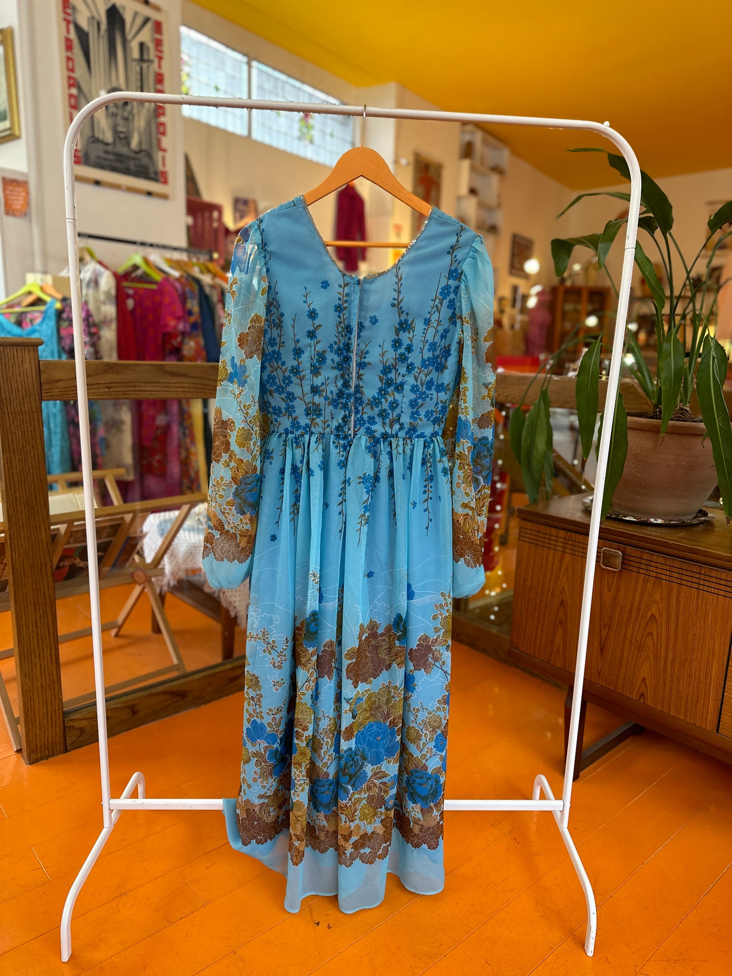 Vintage Blue Floral Dress